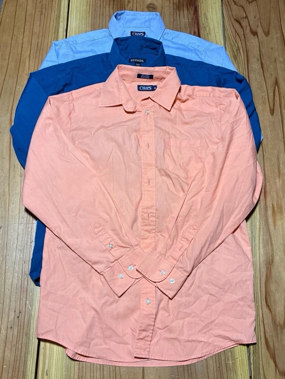 Boy’s Chap’s Button-Down Shirts - Coral, Navy & Light Blue